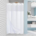 White Stall No Hook Shower Curtain with Snap in Liner,230GSM Waffle Weave Shower Curtains for Bathroom,54W x 80H