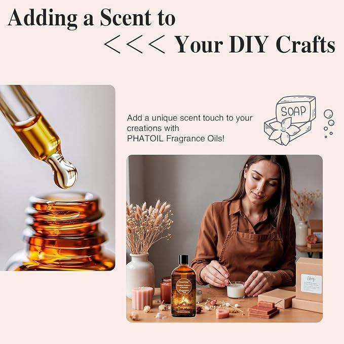 PHATOIL 3.38FL.OZ Fireplace Embrace of Warmth Fragrance Oils for Aromatherapy, Essential Oils for Diffusers for Home, Perfect for Diffuser, Yoga, Skin Care, DIY Candle and Soap Making - 100ml