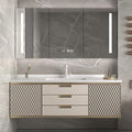 64IN Modern Bathroom Vanity - Wall-Mounted Bathroom Cabinet with LED Light | Intelligent Defogging Mirror Cabinet Includes Time Display Function, 2 Drawers & 2 Storage Cabinets (Style A)