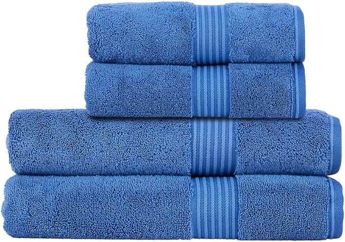 Christy Supreme Hygro 4 Piece Towel Set | Deep sea | 100% Luxury Supima Cotton | Ultra Soft | Super Absorbent | 650GSM | 2 Bath Towels 2 Hand Towels
