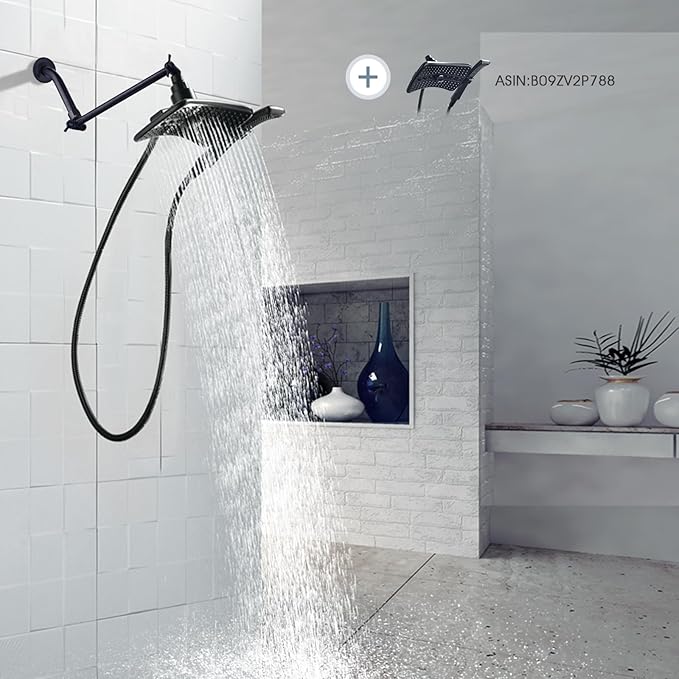 BRIGHT SHOWERS Brass Shower Head Extension Arm for Rain and Handheld Shower Head, 10 Inch Universal Shower Arm Extender, Height & Angle Adjustable, Oil-Rubbed Bronze