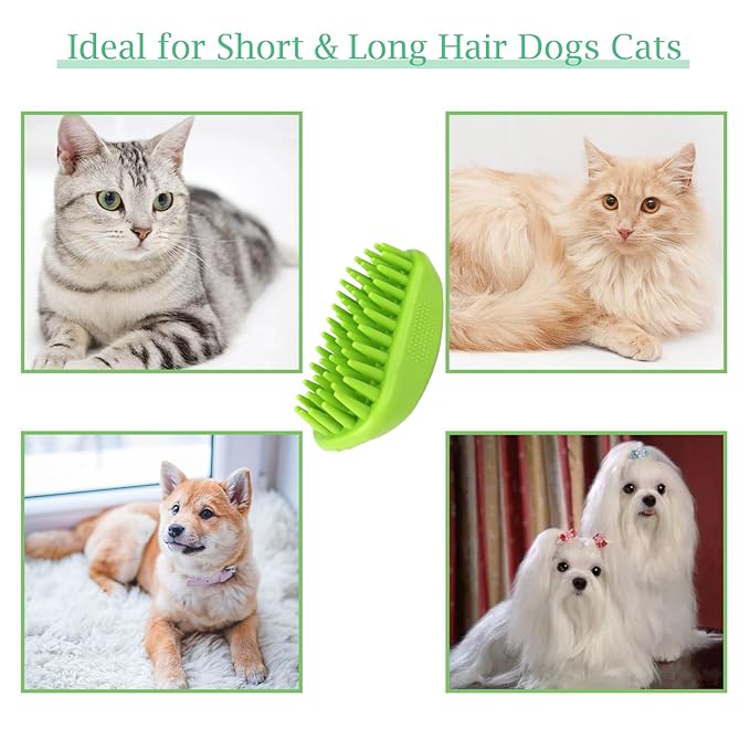 Dog Bath Brush, Pet Silicone Shampoo Brush, Rubber Shower Wash Curry Brush for Short Long Haired Dogs Cats Shedding Grooming and Massage, Pet Rubber Brush Removes Loose & Shed Fur