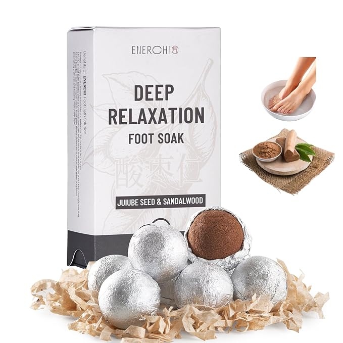 Deep Relaxation Herbal Foot Soak, Soothes Tired Feet, Stress Relief, Natural Jujube Seeds & Sandalwood, Soothing Foot Spa Soak, Night Calming Herbal Foot Bath for Home Wellness Routine