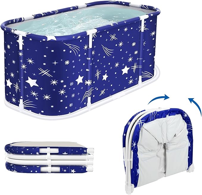 Portable Bathtub, 47 in Freestanding Soaking Bath Tub for Adults, Portable Bathtub for Shower Stall, Separate Family Bathroom SPA Tub, Family Adult Foldable Bathtubs for Hot Bath Ice Bath