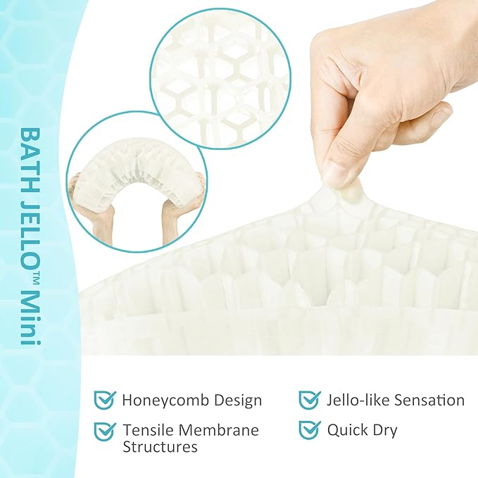 Sunlit Bath Jello Mini Gel Bath Pillows, Lumbar Pillow for Bathtub, Back Support Pillow, Gel Pillow with Non-Slip Suction Cups for Lumbar, Back Rest Support, Transparent White