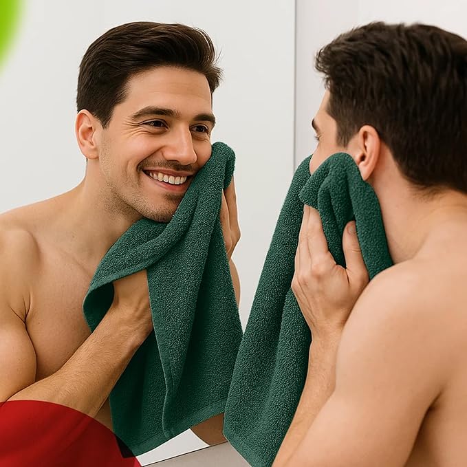 RIVERSIDE 6 Pack Premium Hand Towels Set, 16x28 inches, 100% Ring Spun Cotton, 600 GSM, Soft, Quick Dry and Highly Absorbent, Towels for Bathroom, Kitchen, Gym, Spa - Hunter Green