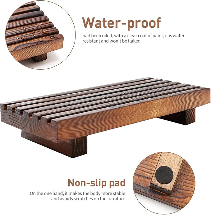 Small Kitchen Sink Soap Tray for Counter Soap Dish Dispenser Holder Wooden Risers Stand for Bathroom Decor Farmhouse Wood Pedestal Kitchen Accessories Countertop Vanity Counter Decorative Tray