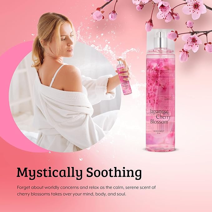 Freida & Joe Japanese Cherry Blossom Body Mist: A Luxurious 8 oz Gift for Her, Exquisite Floral Scent, Ideal Stocking Stuffer Fine Women Body Spray