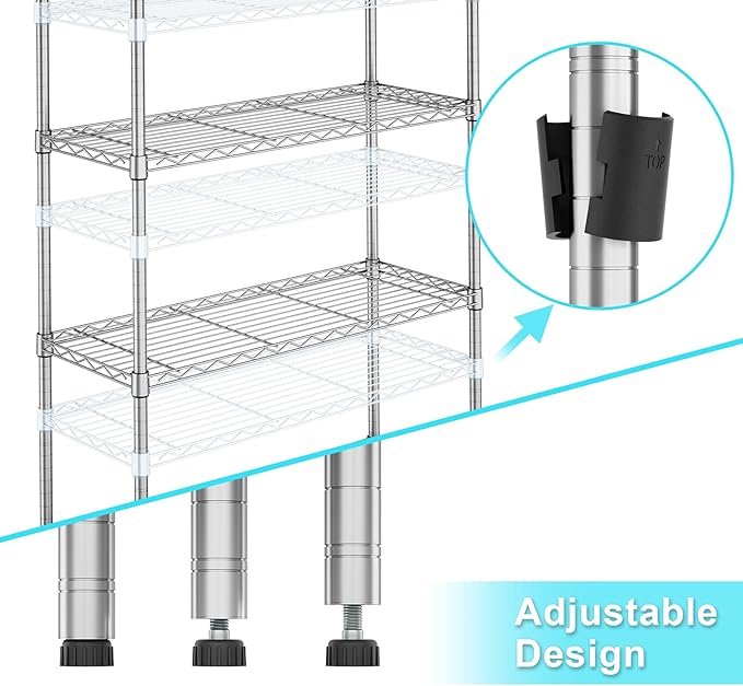 Auslar 5-Shelf Storage Shelves Heavy Duty 5 Tiers Standing Large Shelving Units Adjustable Metal Organizer Wire Rack, 14" x 36" x 72", Chrome