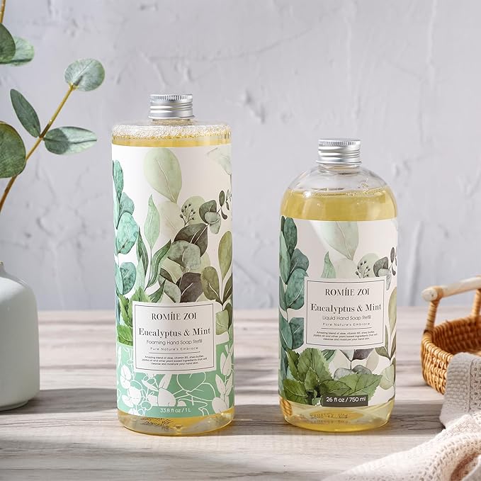 ROMIIE ZOI Foaming Hand Soap Refill, Eucalyptus & Mint, Gentle & Moisturizing Formula, 1 L/ 33.8 FL OZ