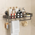 Shower Caddy Suction Cup, 11.8 inch Suction Shower Shelf with Hooks NO-Drilling Bathroom Holder, Rustproof Bathroom Organizer, Dark Grey