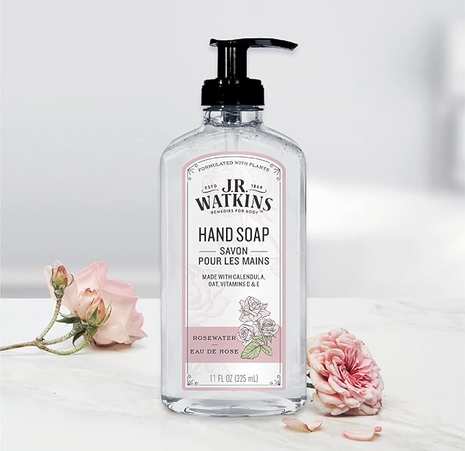 J.R. Watkins Gel Hand Soap, 3 Pack of 11 Fl Oz, Rosewater