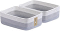 Large Shallow Organizing Baskets 15x11x5.1 Inches - Rope Woven Storage Bins for Bathroom, Shelves, Cube Closet, Gradient Grey 2 Packs