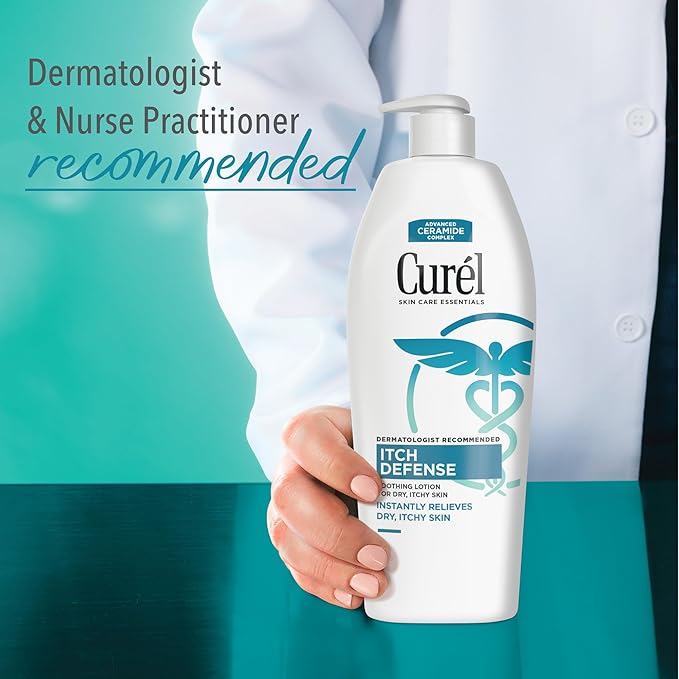 Curel Itch Defense Calming Body Lotion, Moisturizer for Dry, Itchy Skin, Body and Hand Lotion, with Advanced Ceramide Complex, Pro-Vitamin B5, Shea Butter, 13 Oz