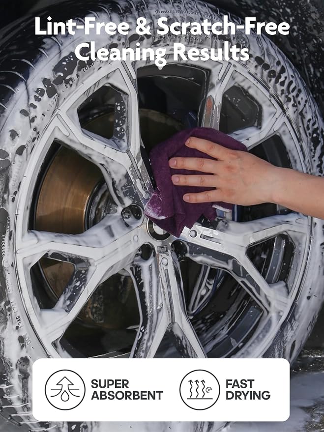 Fantasticlean Microfiber Cleaning Cloth Roll -75 Pack, Tear Away Microfiber Towels, 12" x 12", Reusable, Washable, Scratch Free, Ultra Absorbent for Car, Home Supplies (Dark Purple)