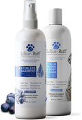 Lillian Ruff PRO Formula Blueberry Waterless Dog Shampoo & Berry Blue Brightening Conditioner - No-Rinse Odor Eliminator & Hydrating Whitening Conditioner Detangles, Restores Skin, Softness & Shine