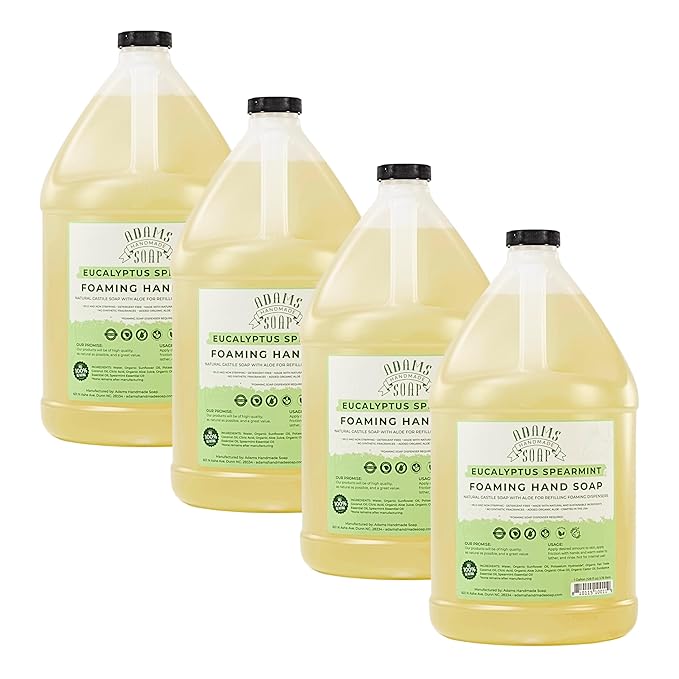 Adams Handmade Soap Liquid Foaming Soap 1 Gal - Euc Spearmint (Pack of 4)