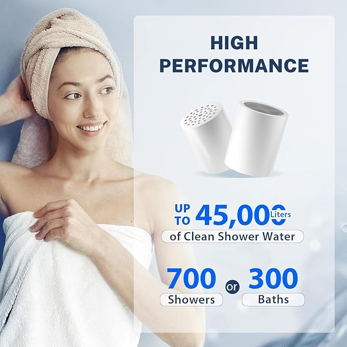 iSpring FSF2 33-Stage Universal Shower Filter Replacement Cartridge, Improves Conditions of Skin, Hair, and Nails, White