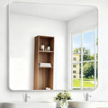 BONEWEI Silver Bathroom Mirror,48x48 inch Wall Mirror for Bathroom Wall Mounted,Rectangle Mirror for Bathroom Over Sink,Modern Frame Round Corner for Living Room,Bedroom Entryway,Horizontal/Vertical