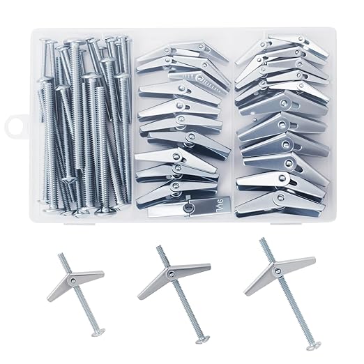 28PCS Toggle Bolts, Wing Nuts, Heavy Duty Hollow Wall Anchors for Drywall Ceiling, 3 Sizes Butterfly Anchors (1/4" 3/16" 1/8") for Hang Shelves, Heavy Fixtures, Metal Drywall Anchor and Screws Kit