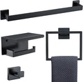 Bathroom Towel Bar Holder Sets Matte Black 4-Piece Bathroom Hardware Set Stainless Steel Bath Accessories Kit. Wall Mounted,23.6 Inch
