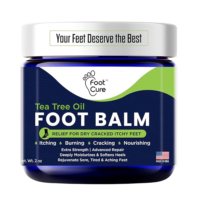 FOOT CURE Tea Tree Oil Balm – Moisturizer for Dry Cracked Feet – Instantly Hydrates & Soothes Irritated Skin & Athlete's Foot – Best Care for Women and Men (Pack of 1)