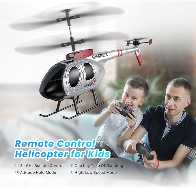 SIMREX RC Helicopter,Remote Control Helicopter Toy for Kids & Beginners, Altitude Hold, 2 Speeds,2 Batteries, Gift for Kids Boys Girls