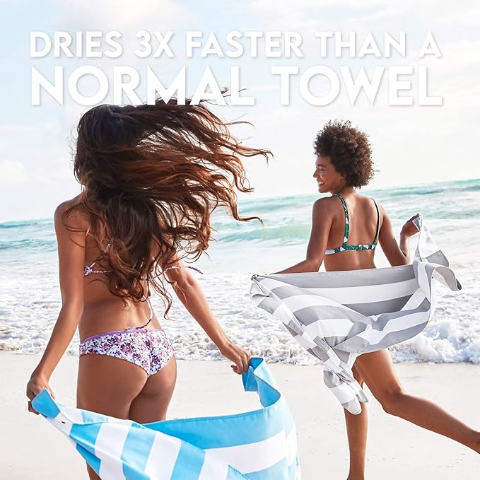 Dock & Bay Beach Towel - Quick Dry, Sand Free - Compact, Lightweight - 100% Recycled - Includes Bag - Cabana Light - Tulum Blue - Large (160x90cm, 63x35)