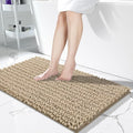 Yimobra Long Bathroom Rugs Non Slip Washable 44x24 Inch - Ultra Soft Absorbent Chenille Bath Mat, Quick Dry Shaggy Floor Carpet for Tub Shower, Camel Home Decor Accessories