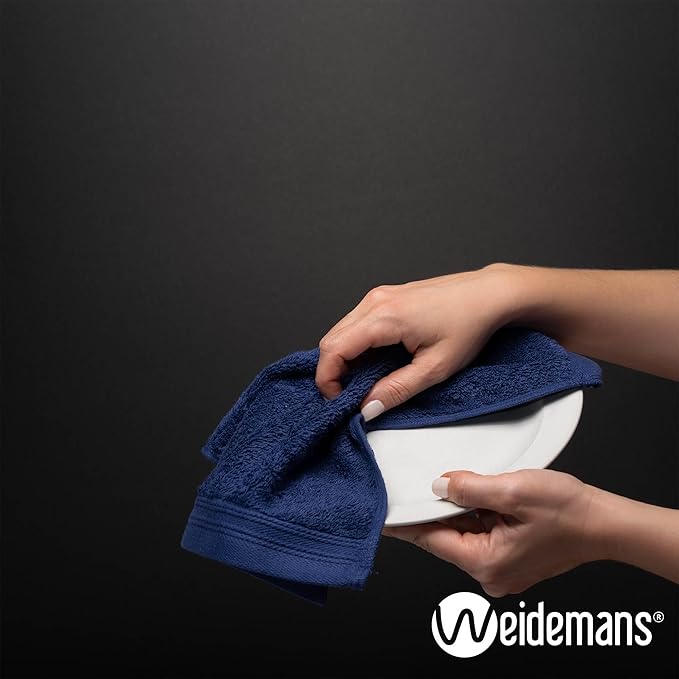 100% Cotton Washcloths Set 13” x 13” | Navy Blue Towels | Set of 6 Ultra Soft and Highly Absorbent Washcloths Sets for Bathroom, Gym, Spa | Machine Washable Face Towel