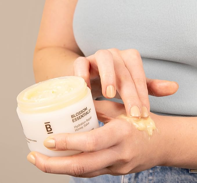 Blossom Essentials Honey Salve - Organic Manuka Honey Hydration Repair - Eczema Relief for Dry, Itchy, Sensitive Skin - Soothing Moisturizer & Balm for Kids, Adults - Made in USA - 4oz