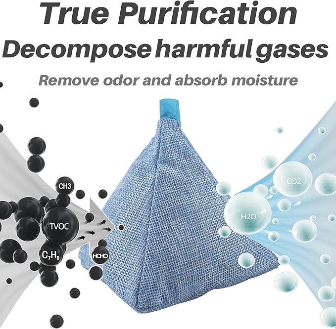 Charcoal Bags Odor Absorber (3x200g) Activated Bamboo Charcoal Air Purifying Bags Charcoal Odor Eliminating Bags for Home & Car Shoes, Closet, Pet -3 PACK