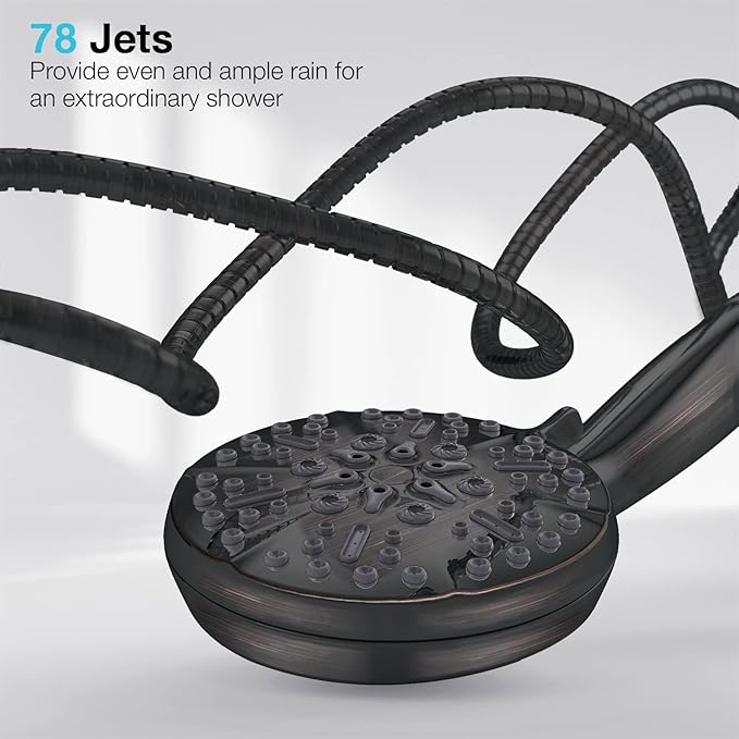 ORB High Pressure Shower Head with Handheld - Multifunctional High Flow Rain Showerhead with Extra 60" Long Hose and Adjustable Overhead Holder - Es la mejor regaderas para ducha (Oil Rubbed Bronze)