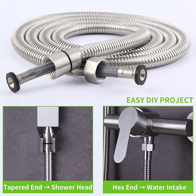 Handheld Shower Hose 79", Angle Simple Stainless Steel Flexible Shower Sprayer Hose, Replacement Shower Hose 1/2" IPS, Shower Extension Hose, Brushed Nickel