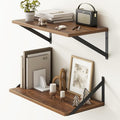Fun Memories 20 Inch Floating Shelves, Deep Wall Shelves for Kitchen, 20 x 10 Floating Shelf for Living Room, Bedroom, Farmhouse Floating Shelves for Home Decor Storage, Walnut, Set of 2