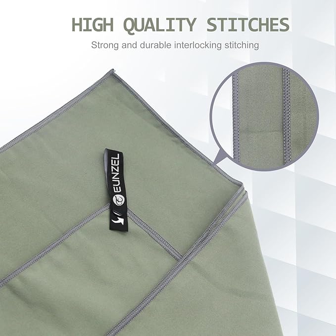 Eunzel Quick Dry Camping Towel, Microfiber Travel Towel Super Absorbent Fast Drying Towel for Camping, Beach, Gym, Backpacking, Yoga & Swimming(30" x 60", Army Green)