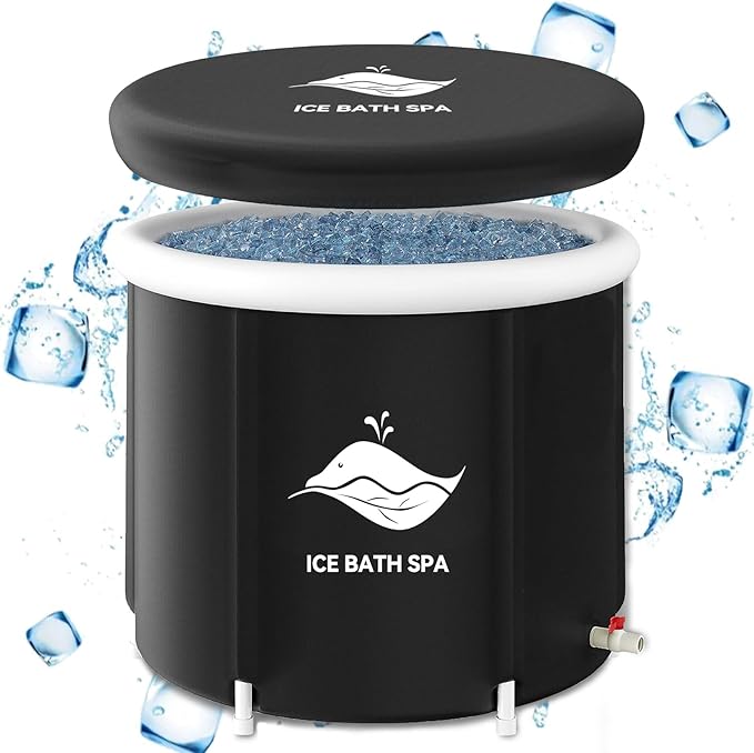 BDL Ice Bath Tub for Athletes, Extra Large Portable Freestanding Bathtub 105 Gallons Cold Plunge Bathtub for Recovery Outdoor Folding Spa Bath Tub, Whale Black