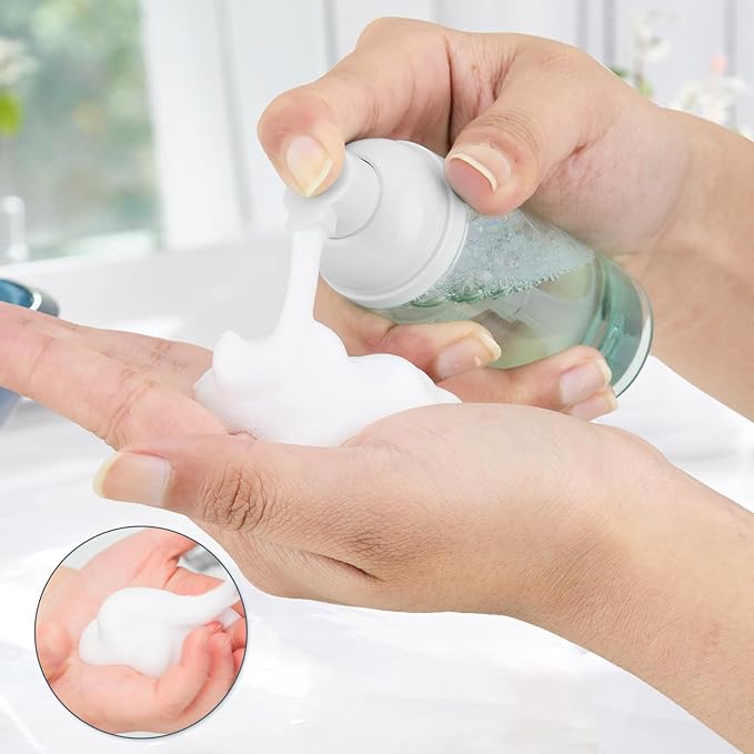 Foam Bottles, 2oz Foaming Pump Dispensers, Empty Travel Soap Mousse Bottle for Lash Cleanser, Shampoo (4PCS, 60ml)