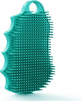 Silicone Body Scrubber Silver-Infused Dual-Sided 3-in-1 for Shower, Body Cleaning+Massage+Exfoliator Body Brush Buffer for Men and Women, Silicone Loofah, Non-Slip Handle (Mint Green)
