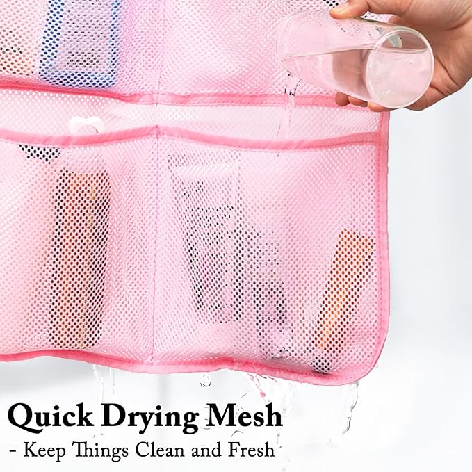 Mesh Shower Caddy Hanging, Quick-Drying Shower Organizer with 7 Pockets, Portable Bathroom Organizers and Storage for Shampoo, Soap, Loofah, Travel, and Cruise Essentials