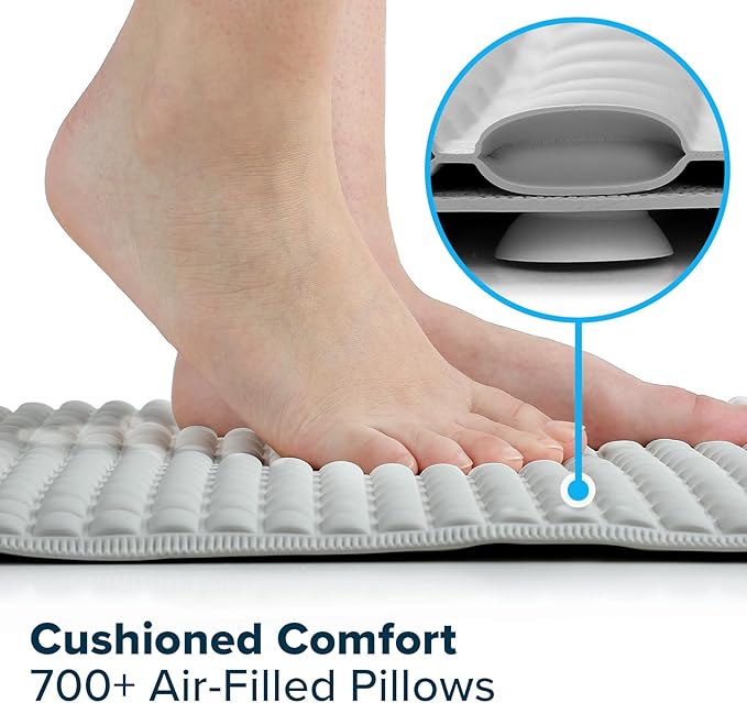 SlipX Solutions Extra Comfort Bathtub Mat Designed for Sensitive Feet, Cloud-Like Softness with Non-Slip Grip, Gray