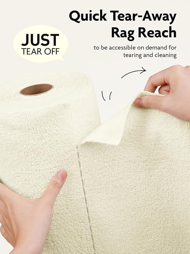Fantasticlean Microfiber Cleaning Cloth Roll -30 Pack, Tear Away Microfiber Towels, 12" x 12", Reusable, Washable, Scratch Free, Ultra Absorbent Dishcloth for Car, Home Supplies, Pet, Kitchen (Beige)