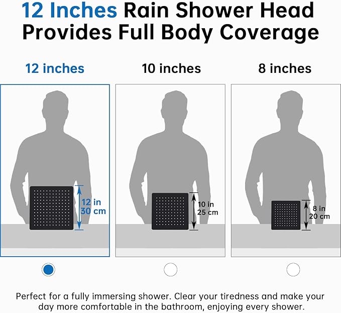 G-Promise All Metal 12 Inches Rainfall Shower Head with Handheld Spray Combo, 3 Settings Diverter, Adjustable Extension Arm with Lock Joints, 71 Inches Stainless Steel Hose (Matte Black)