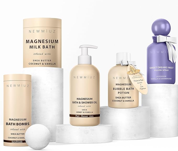 Magnesium Bubble Bath - Long Lasting Foaming Bubbles - Moisturizing - Shea Butter Coconut Vanilla - Relaxing Stress Relief - Calming Self Care Spa Gift for Birthday Christmas