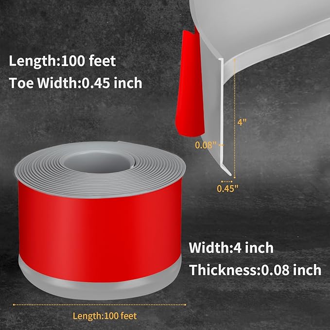 Flexible Baseboard Molding Trim 4 Inch Self-Adhesive Vinyl Wall Base Peel and Stick Cove Base Rubber Wall Baseboard Moulding Trim (100Ft, Gray)