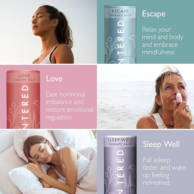 Scentered Aromatherapy Balm Gift Set - Be Kind to Yourself - Pack of 3 Balms: Sleep Well, Escape, Love - Lavender, Cedarwood, Ylang Ylang Essential Oils - Relaxing Gifts for Women