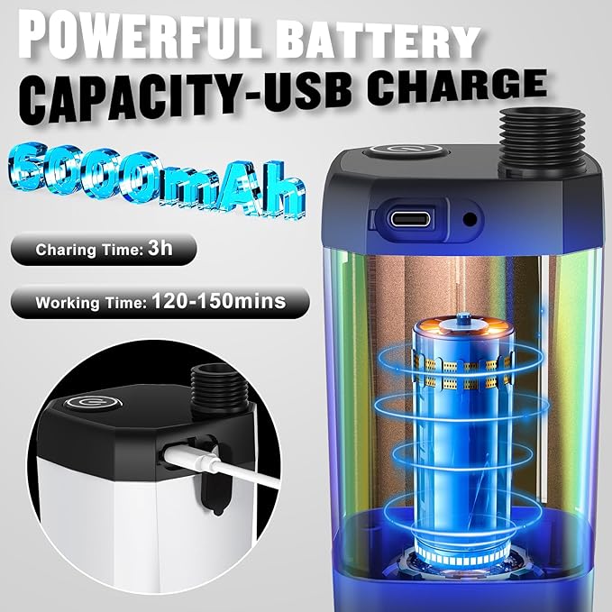 Portable Shower for Camping, [Long-Lasting] Spopal 6000mAh Rechargeable Camping Shower with Intelligent LED Display, 4 Spray Modes, IPX7 Waterproof Outdoor Camp Pump for Hiking, Travel, Car, Pet