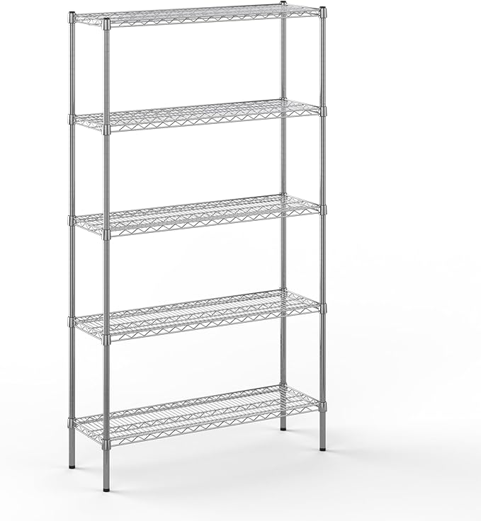 14" Deep x 42" Wide x 74" Height Wire Shelving Kit | 5-Tier | NSF Commercial Storage Rack Unit