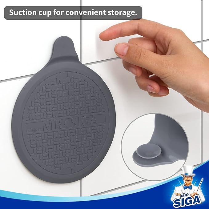 MR.SIGA Silicone Bathtub Stopper, Drain Stopper for Shower, Sink, 5.1" Diameter, Grey, 3 Pack