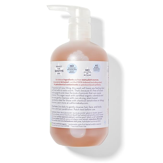 California Kids Shampoo + Kids Body Wash 2-in-1 | Super Sensitive (Unscented) | Gentle Skin Care | 100% Plant-Based | Hypoallergenic | 19 oz.